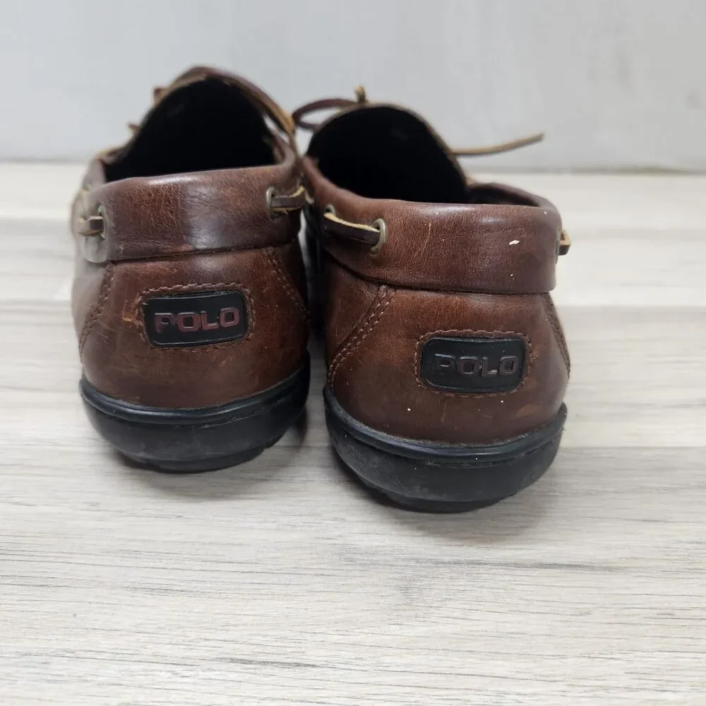 Polo Ralph Lauren Sport Mens Brown Leather Loafer Size 8.5 Preppy Office